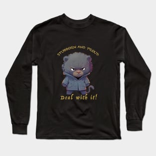 Panther Stubborn Deal With It Cute Adorable Funny Quote Long Sleeve T-Shirt